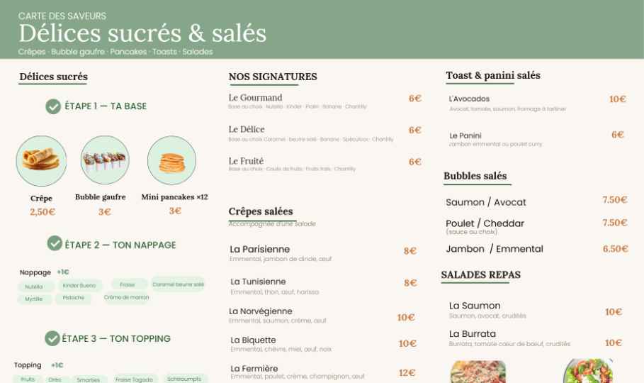 Carte des délices sucrés & salés — Moment Délices
